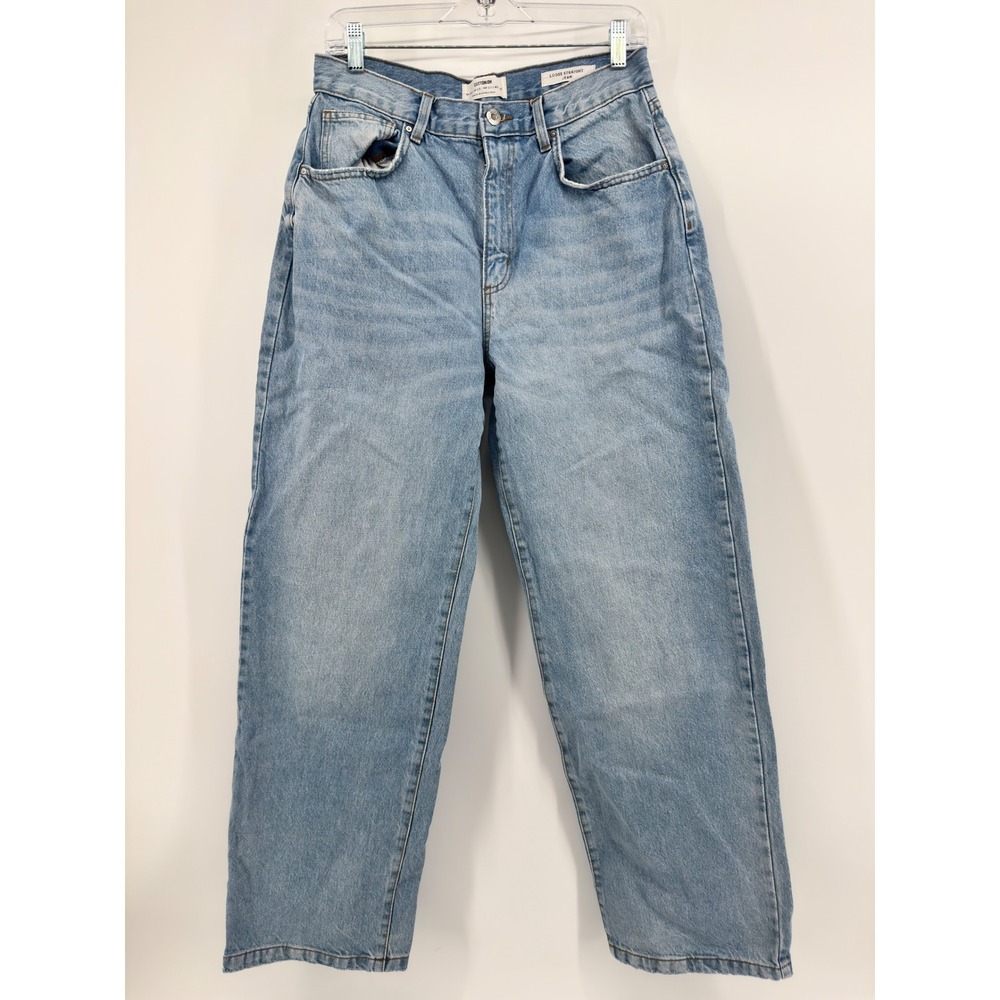 Cotton On Loose Straight Jean Light Wash Blue High Rise Relaxed Denim US 8